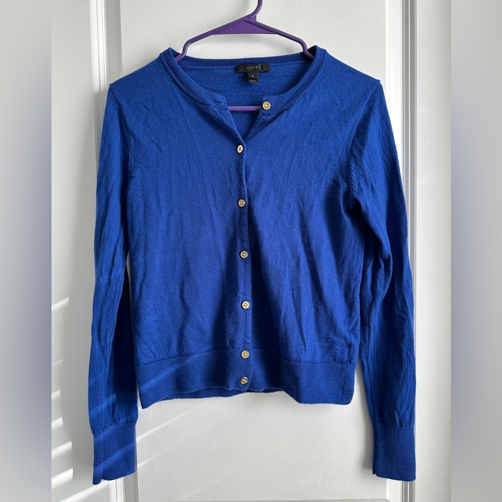 J. Crew Womens Small Merino Wool Blue Cardigan